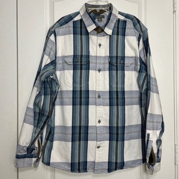 Eddie Bauer Mens Flannel Shirt Shacket‎ Large Relaxed Fit Plaid Heavy Classic - Picture 11 of 12